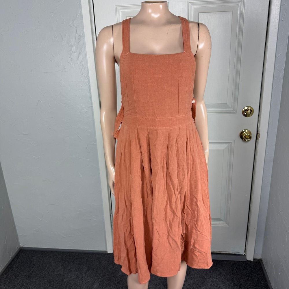 Lelasilk Women's Dress Apron Sleeveless Cotton Open Back Salmon Pockets LL20